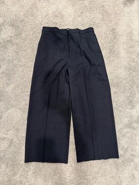 Theory Black Linen Cropped Pants